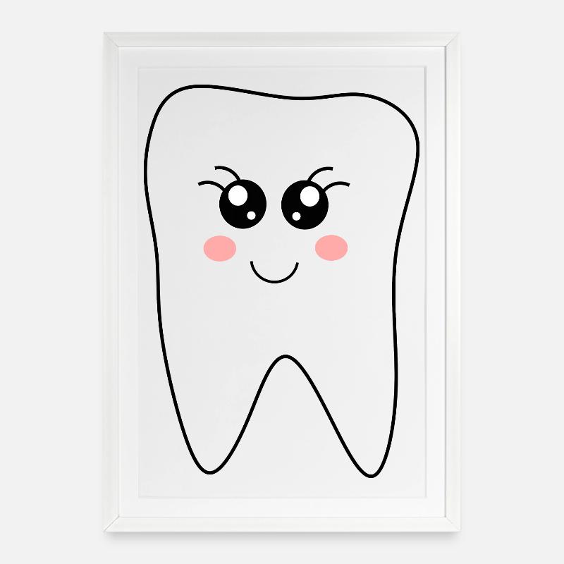 Zahn, Zähne, Zahnarzt Geschenk - Gerahmtes Poster (49 × 69 cm) - Weiß