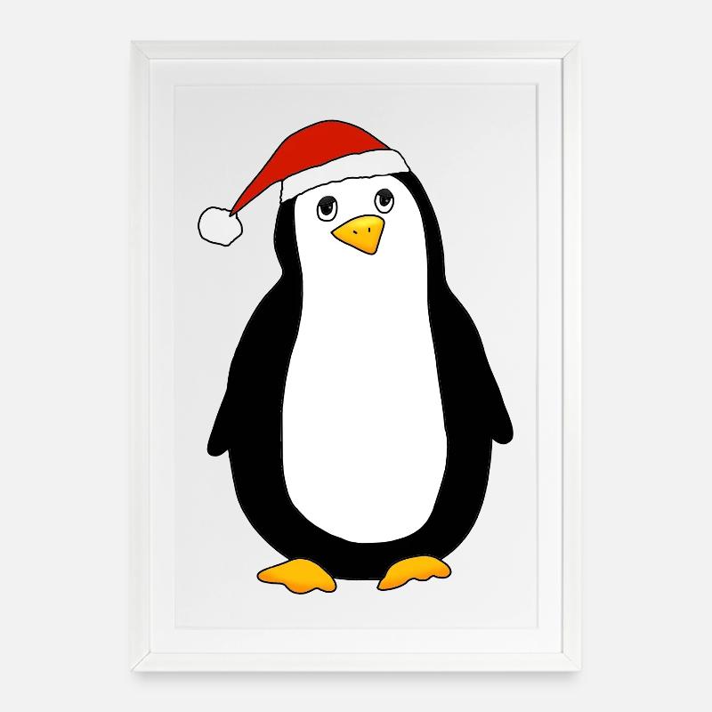 Christmas Penguin - Framed poster (49 × 69 cm) - white