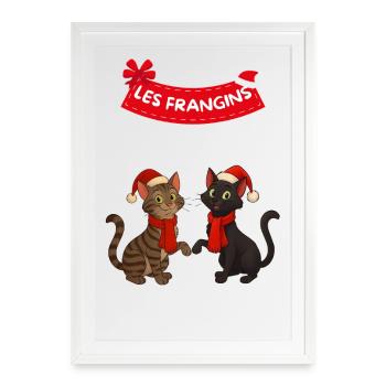 Die Brüder, 2 Weihnachtskatzen - Gerahmtes Poster (49 × 69 cm) - Weiß - Vorne