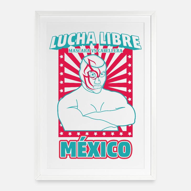Lutte mexicaine 3 - Affiche encadrée (49 × 69 cm) - blanc