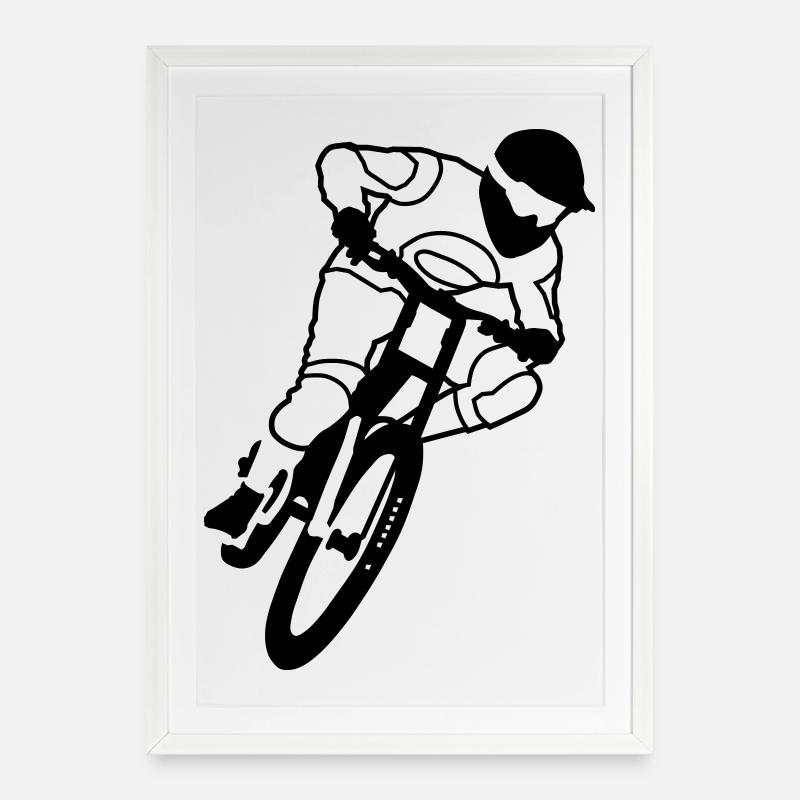 cycliste - Affiche encadrée (49 × 69 cm) - blanc