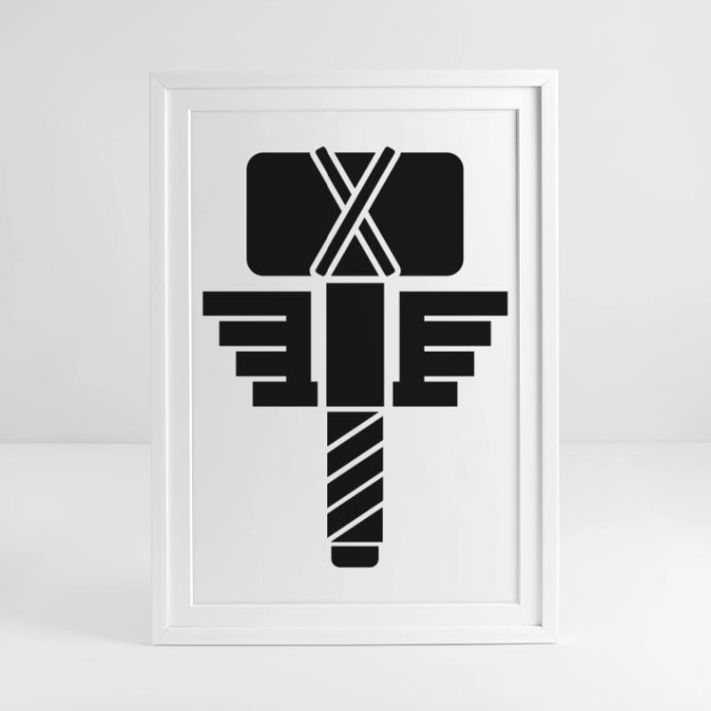 Thor Hammer – Wikinger Mjölnir Comic Superheld Gerahmtes Poster (49 × 69 cm)