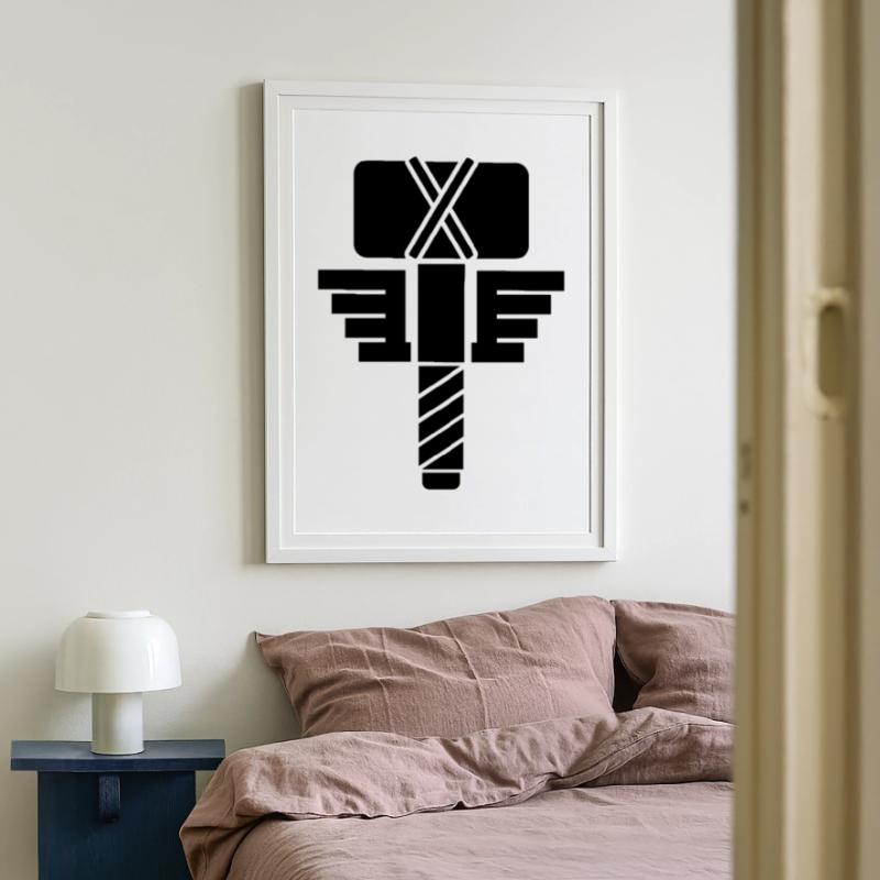 Thor Hammer – Wikinger Mjölnir Comic Superheld Gerahmtes Poster (49 × 69 cm)