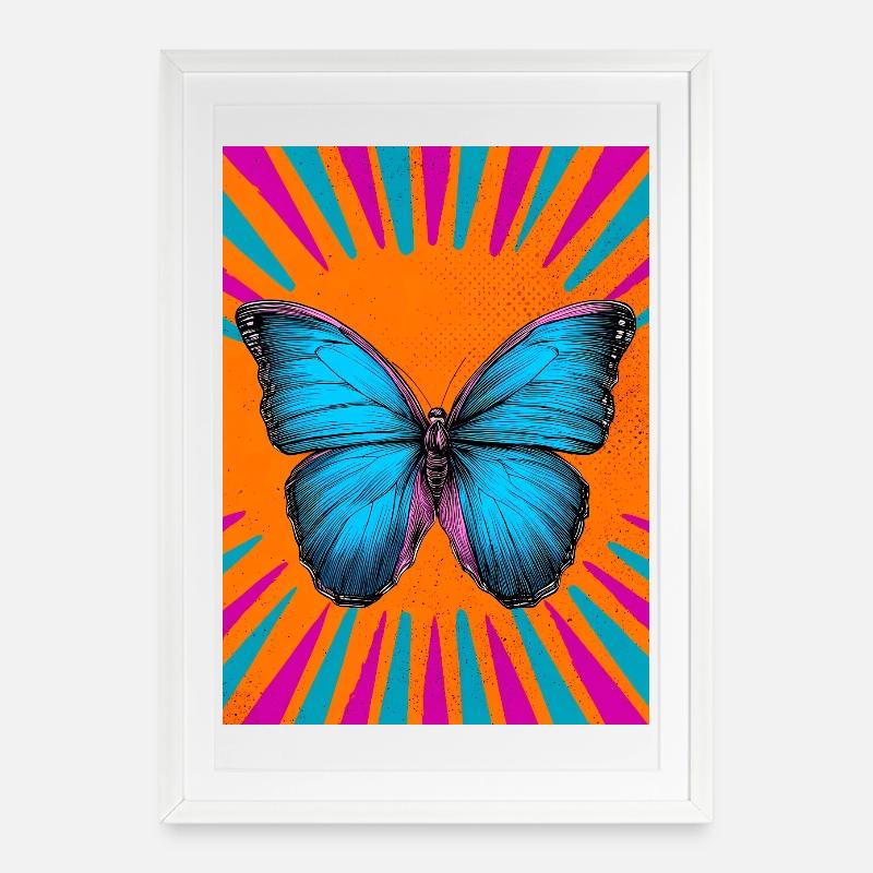 butterfly - Framed poster (49 × 69 cm) - white