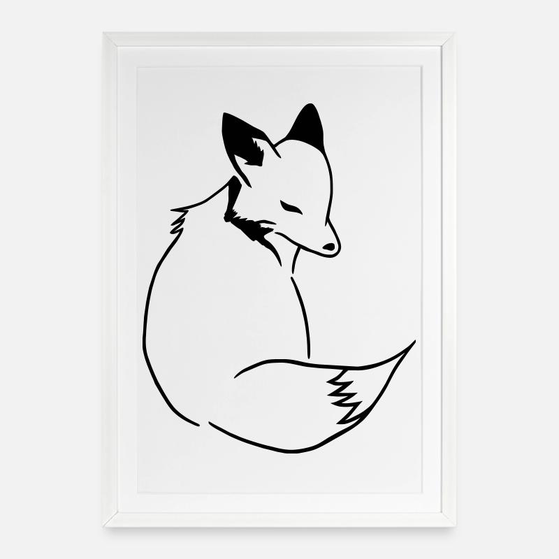 Fox Comic : intelligent, style Foxy & Manga - Affiche encadrée (49 × 69 cm) - blanc