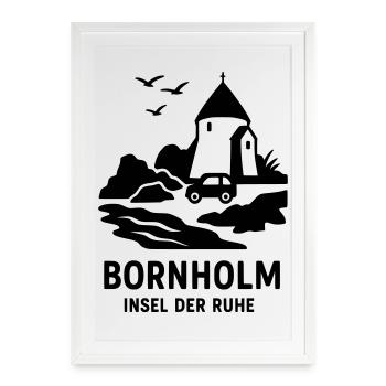 Bornholm Insel der Ruhe Dänemark - Gerahmtes Poster (49 × 69 cm) - Weiß - Vorne
