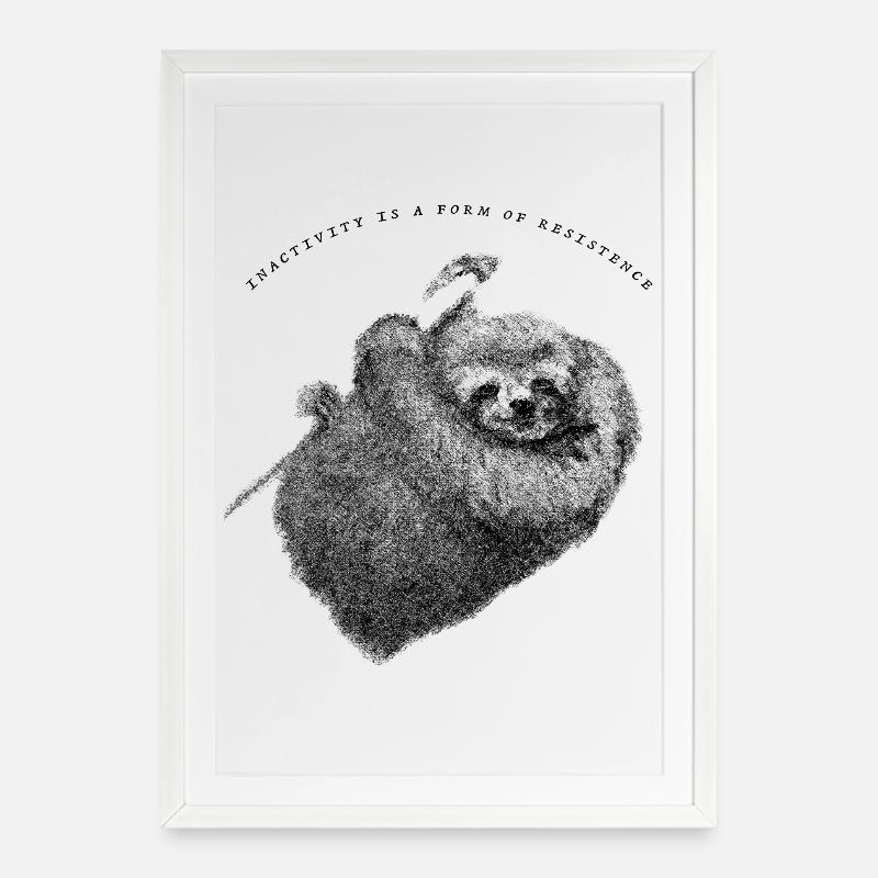 Faultier_Sloth - Affiche encadrée (49 × 69 cm) - blanc
