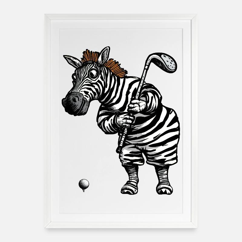 Zebra Golf - Framed poster (49 × 69 cm) - white