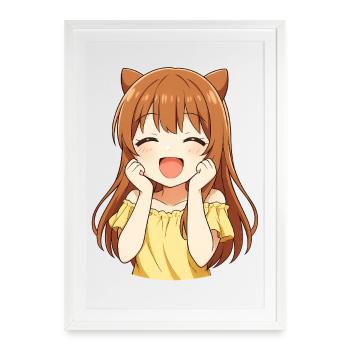 Kawaii Kätzchen sonnengelb - Gerahmtes Poster (49 × 69 cm) - Weiß - Vorne
