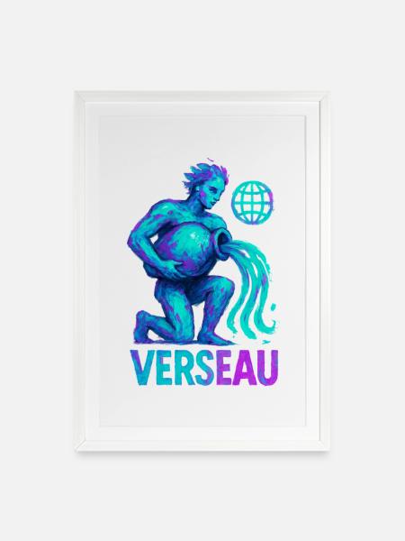 Wassermann Sternzeichen - Astrologie - Gerahmtes Poster (49 × 69 cm) - Weiß