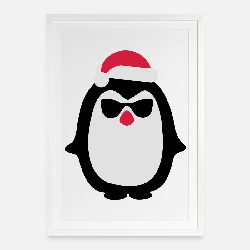 King Penguin - Affiche encadrée (49 × 69 cm) - blanc
