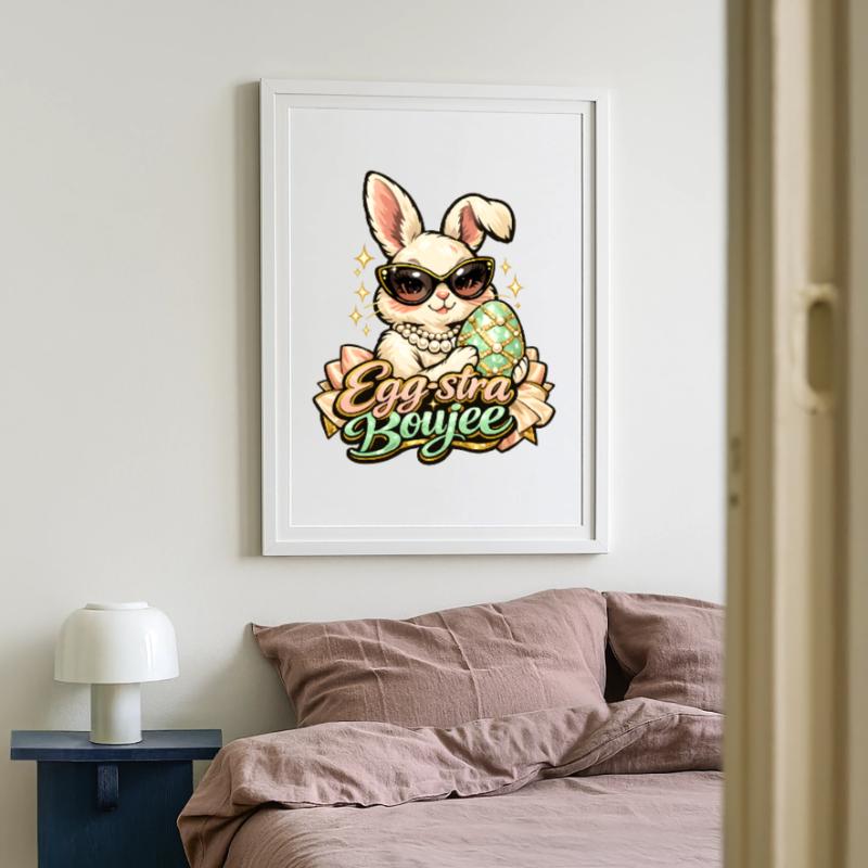 Egg-stra Boujee Easter Bunny Easter Framed poster (49 × 69 cm)
