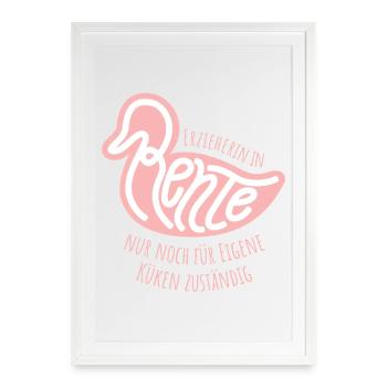 Erzieherin in Rente - feminin, lustiges Wortspiel - Gerahmtes Poster (49 × 69 cm) - Weiß - Vorne