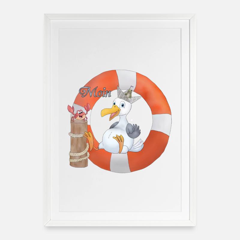 Moewe_im_Ring - Framed poster (49 × 69 cm) - white