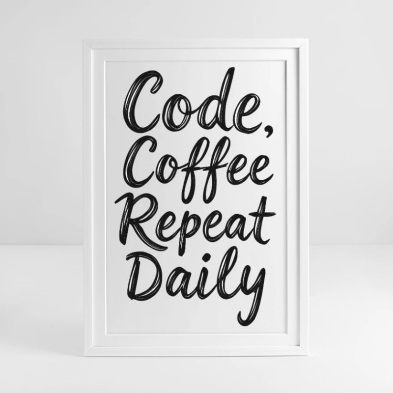 Code Sleep Debug Repeat Programmer Shirt Affiche encadrée (49 × 69 cm)