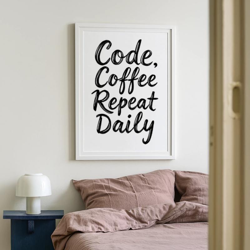 Code Sleep Debug Repeat Programmer Shirt Affiche encadrée (49 × 69 cm)