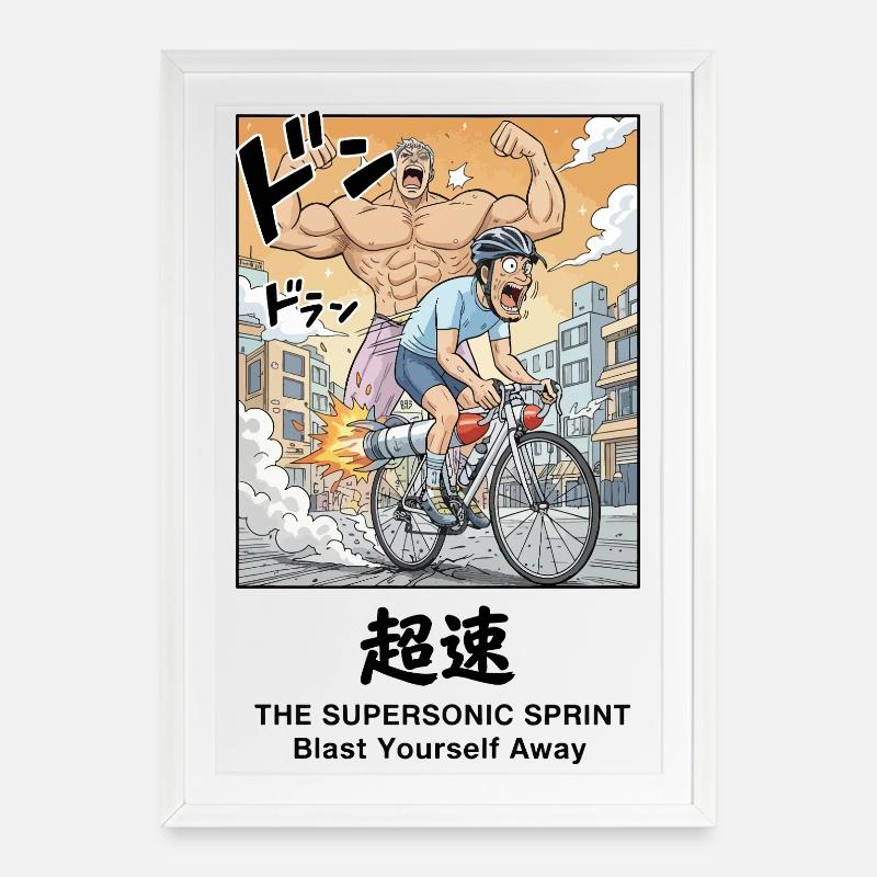 Supersonic Sprint Manga - Framed poster (49 × 69 cm) - white