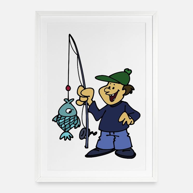 Fisherman - Framed poster (49 × 69 cm) - white