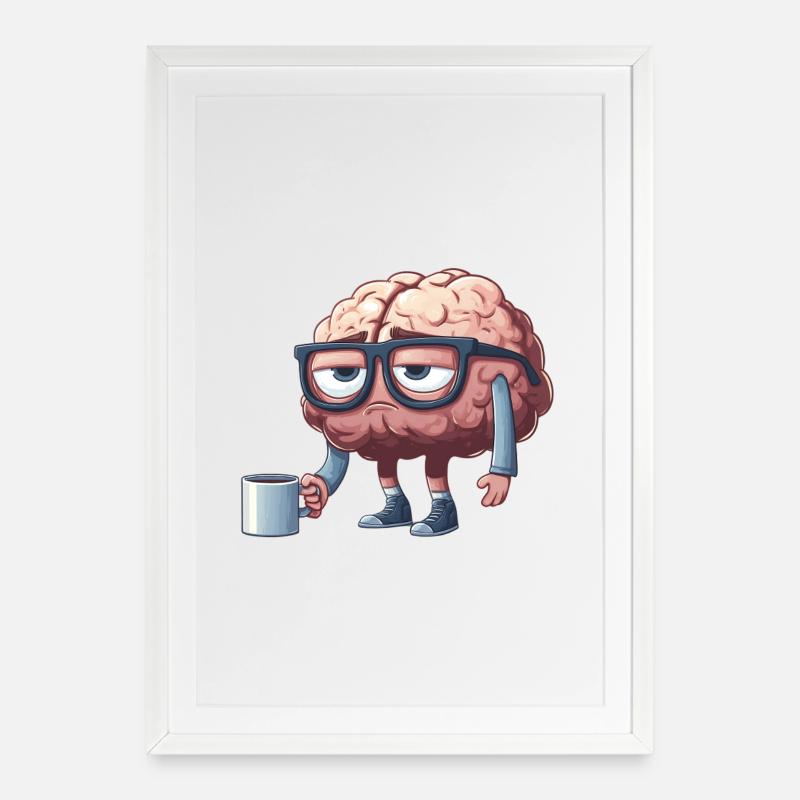 Casual brain charm with coffee - Framed poster (49 × 69 cm) - white