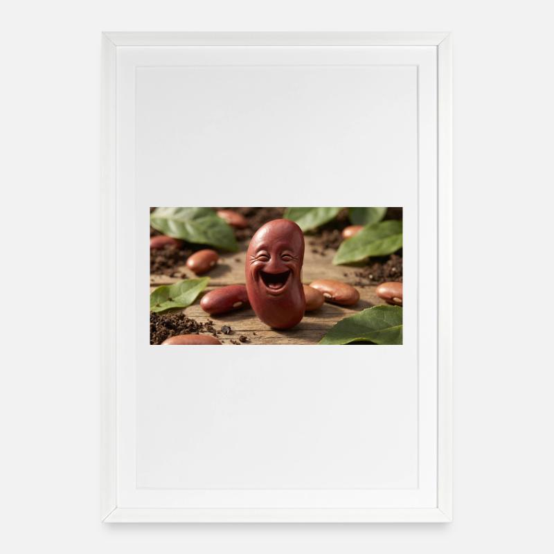 Kicherbohne Lachende Bohne - Gerahmtes Poster (49 × 69 cm) - Weiß