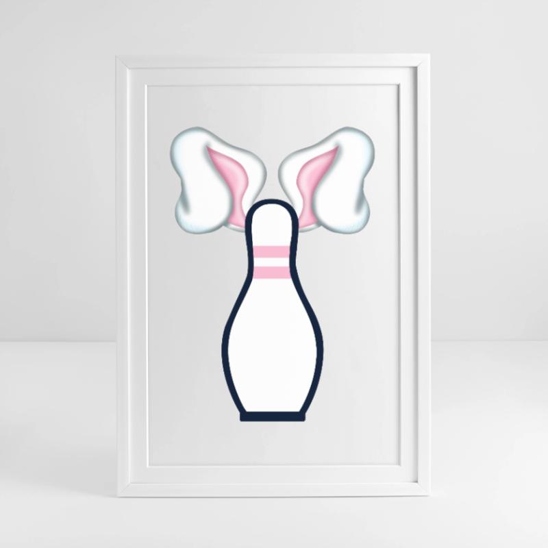 Bowling Easter Easter Bunny Ears Framed poster (49 × 69 cm)