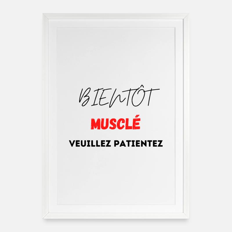 Muscular Design with Red Geometric Pattern - Framed poster (49 × 69 cm) - white