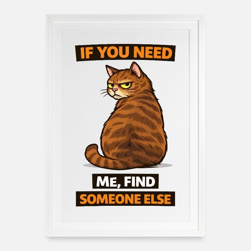 Snarky Cat Attitude Tee – Sarcastic Funny Cat - Framed poster (49 × 69 cm) - white