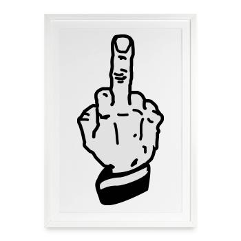 fuck you finger mittelfinger - Affiche encadrée (49 × 69 cm) - blanc - Devant