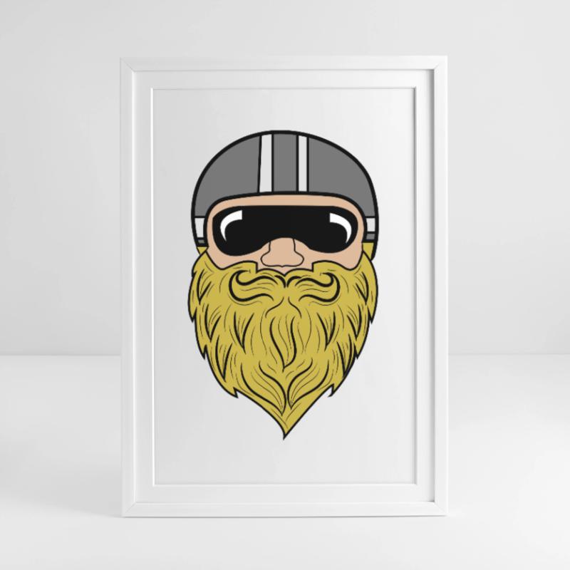 Bart Ziegenbart Bartfrisur Schnurrbart Bartträger Gerahmtes Poster (49 × 69 cm)