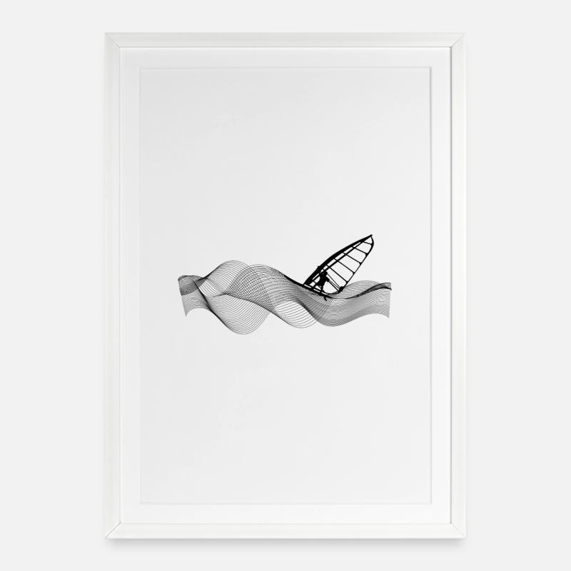Windsurfer on wave structure - Framed poster (49 × 69 cm) - white
