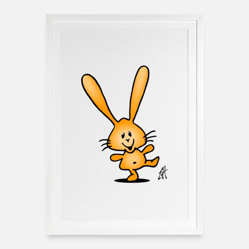 Kaninchen - Gerahmtes Poster (49 × 69 cm) - Weiß