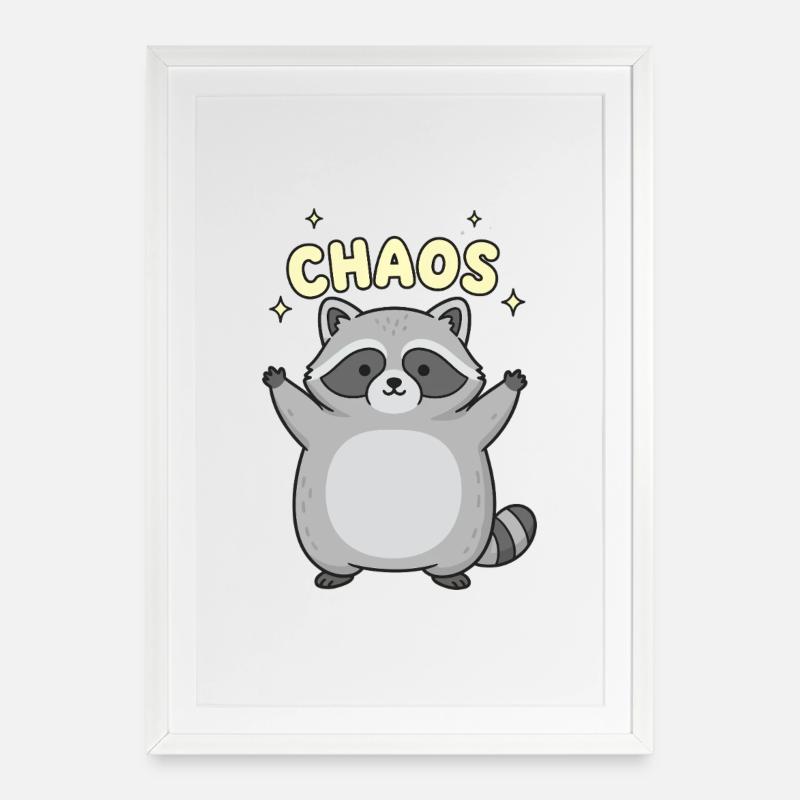 Acclamations du raton laveur du chaos - Affiche encadrée (49 × 69 cm) - blanc
