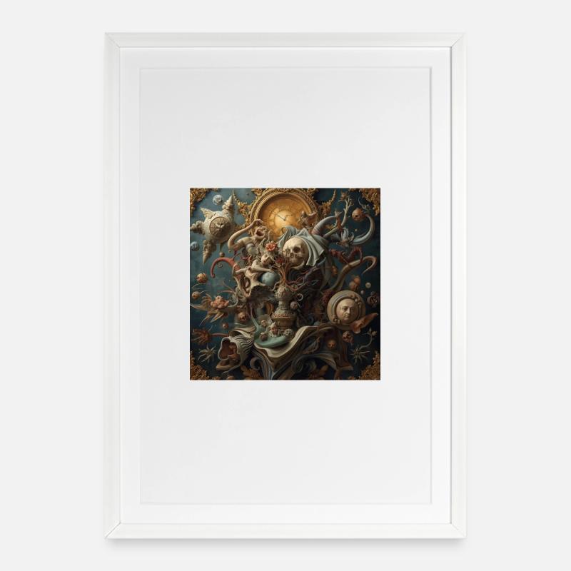 Surréalisme baroque avec Dead Time - Affiche encadrée (49 × 69 cm) - blanc