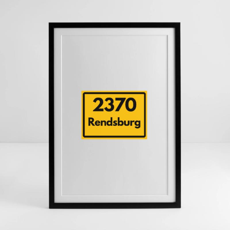 OLD POSTCODE POSTCODE RETRO 2370 RENDSBURG – FJORD Framed poster (49 × 69 cm)