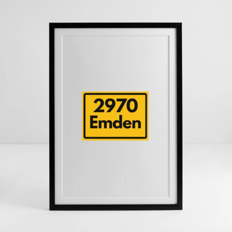 OLD POSTCODE ZIP CODE RETRO ⚓ 2970 Emden Moin moin Framed poster (49 × 69 cm)