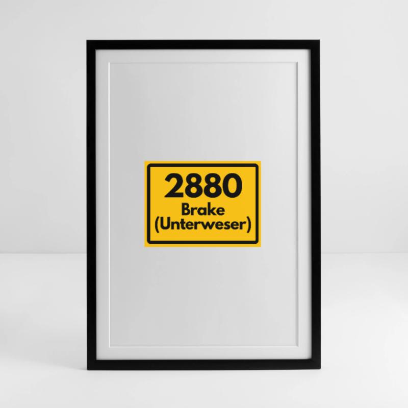 OLD POSTCODE ZIP CODE RETRO 2880 BRAKE UNTERWESER! Framed poster (49 × 69 cm)