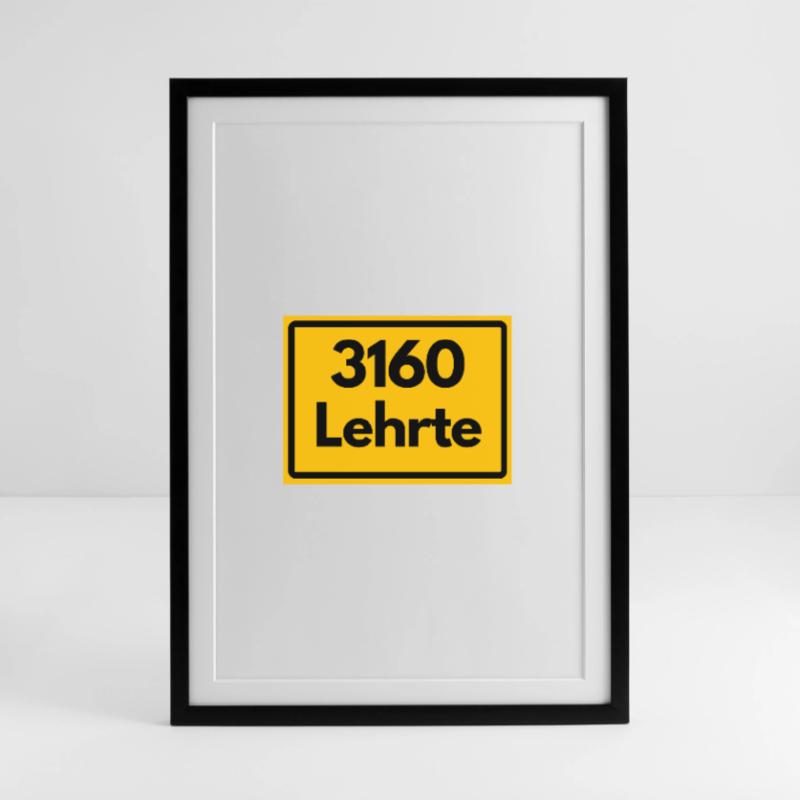 OLD POSTCODE ZIP CODE RETRO 3160 LEHRTE WASSERTURM Framed poster (49 × 69 cm)