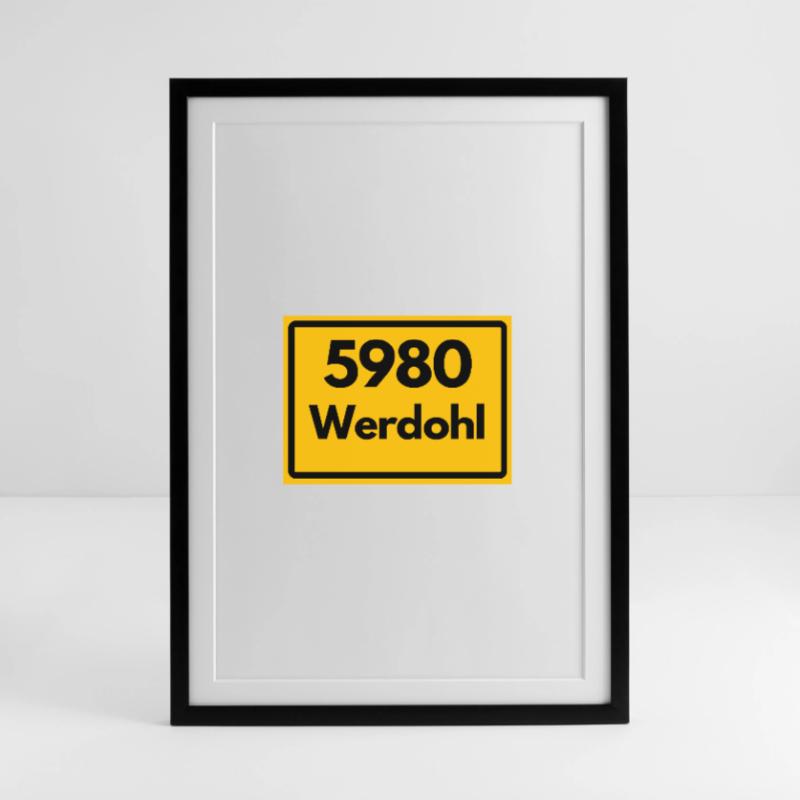 OLD POSTCODE POSTCODE RETRO 5980 WERDOHL HEIMAT Framed poster (49 × 69 cm)