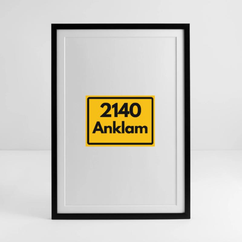 OLD POSTCODE POSTCODE RETRO 2140 ANKLAM HEIMAT Framed poster (49 × 69 cm)