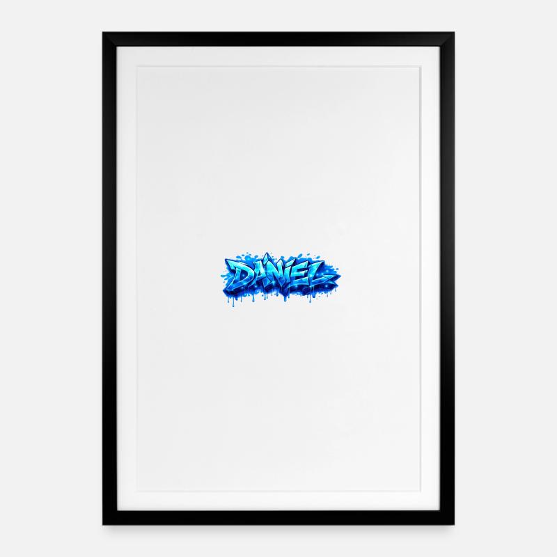 Graffiti DANIEL Name Gift Ideal Printable - Framed poster (49 × 69 cm) - black