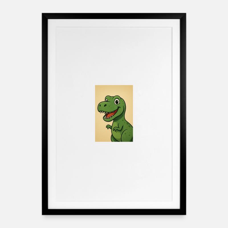 Playful Dinosaur Caricature Design - Framed poster (49 × 69 cm) - black