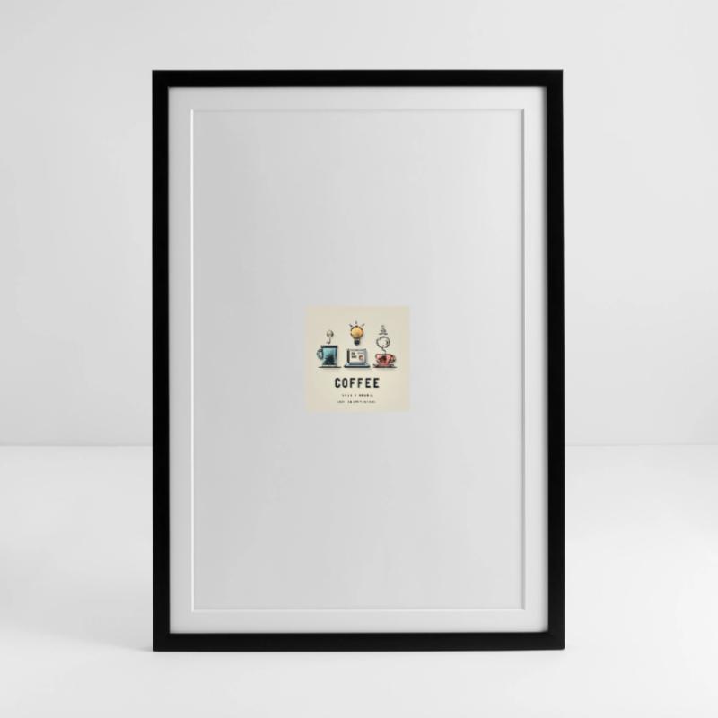 Kaffee Code Design Gerahmtes Poster (49 × 69 cm)