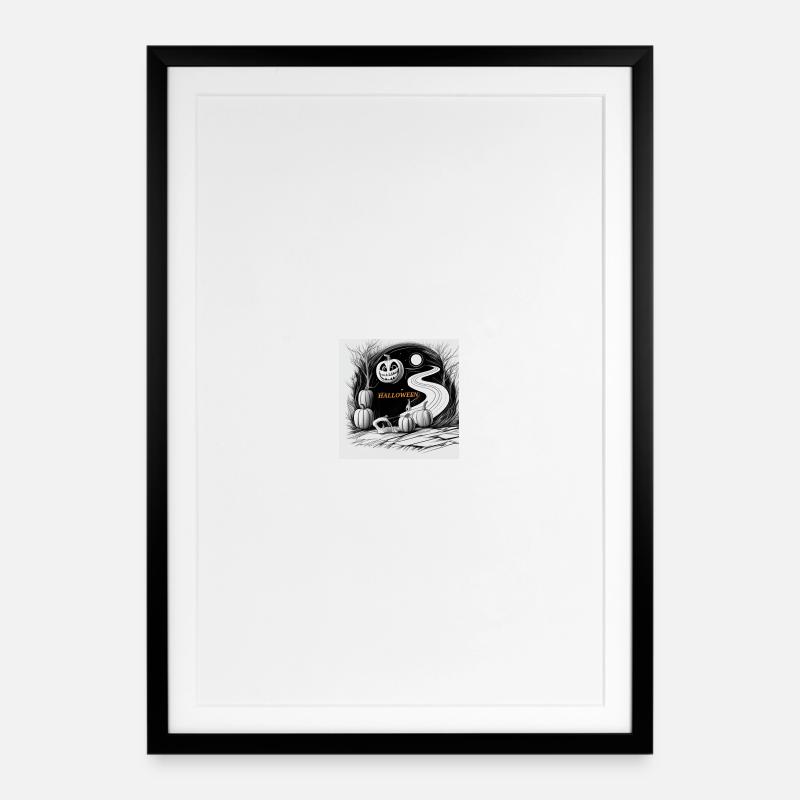 Halloween citrouille monstre - Affiche encadrée (49 × 69 cm) - noir