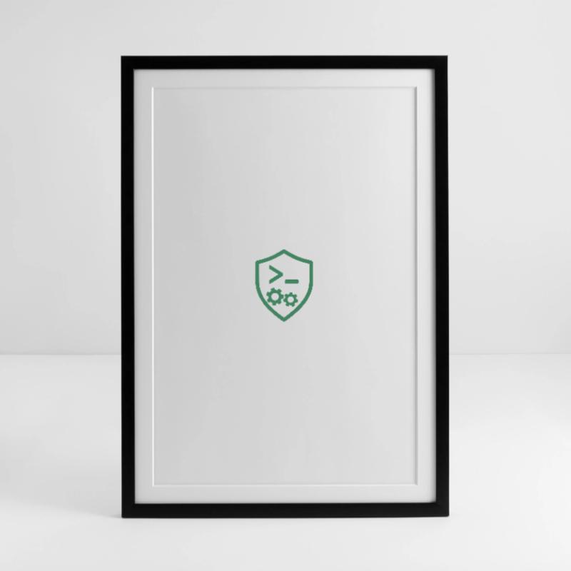 Code Shield with Gears Framed poster (49 × 69 cm)