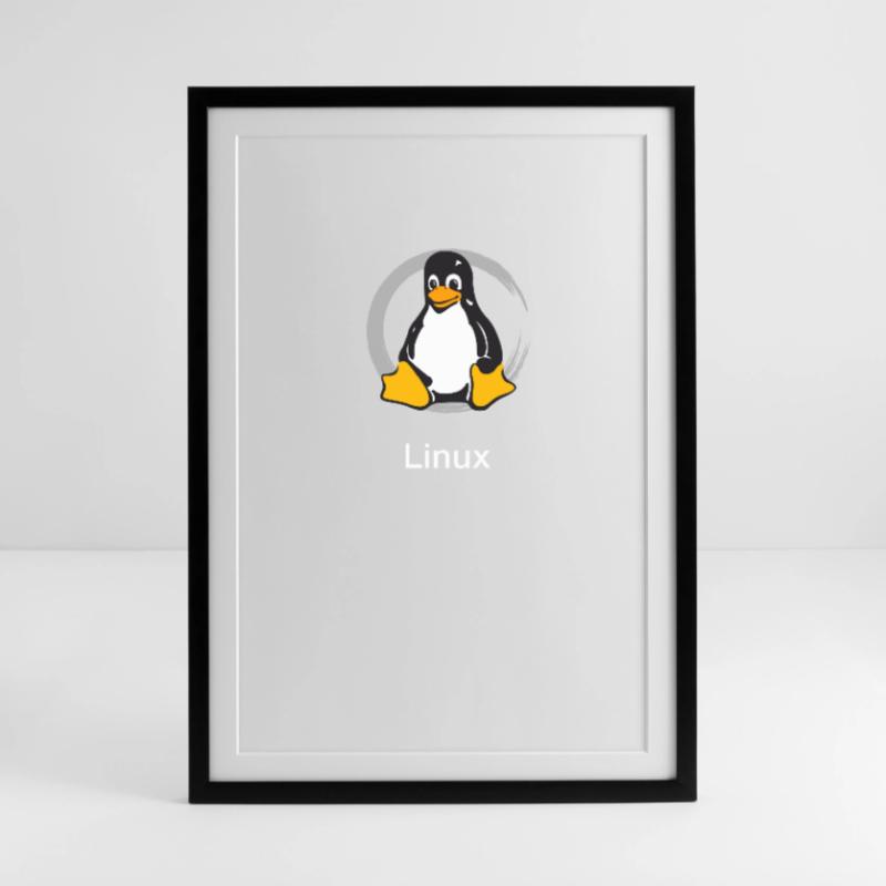 Pc computer Pinguin nerd geek Programmierer Admin Gerahmtes Poster (49 × 69 cm)