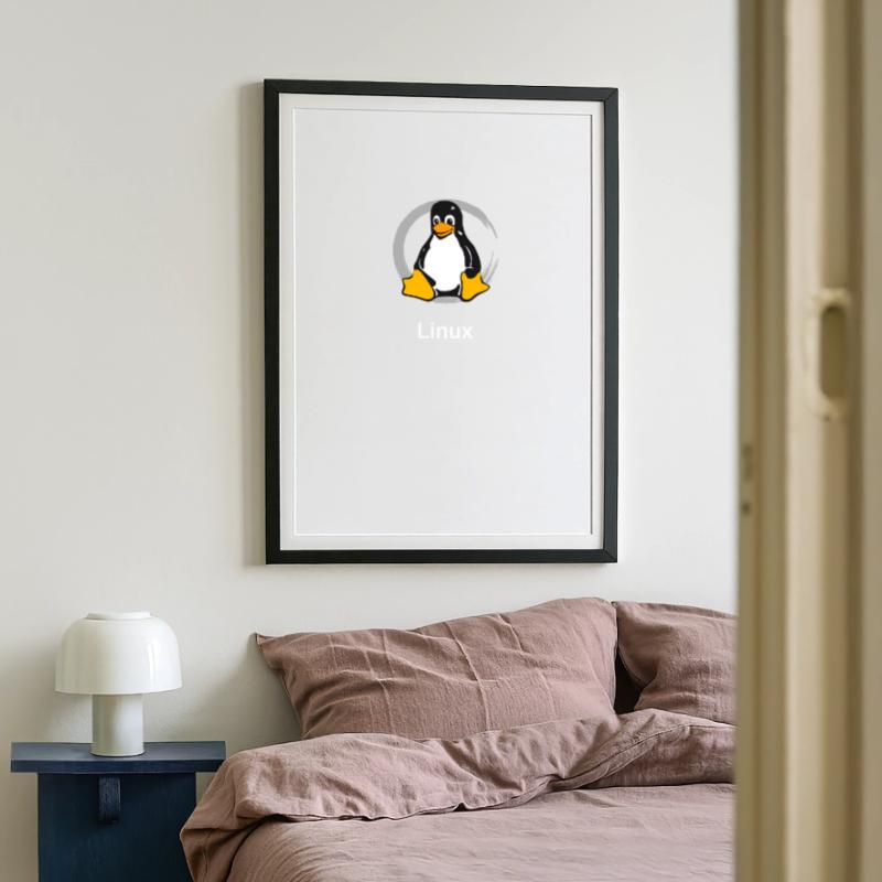 Pc computer Pinguin nerd geek Programmierer Admin Gerahmtes Poster (49 × 69 cm)