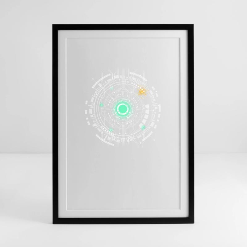 nerd CPU core computer code pc board spaceship Framed poster (49 × 69 cm)