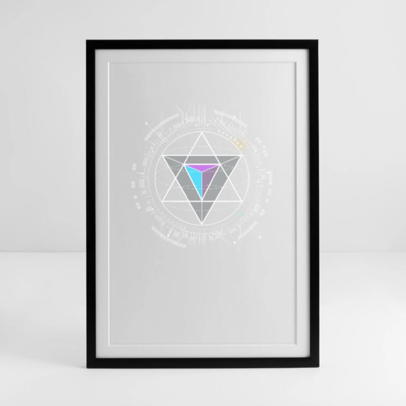 nerd cpu pyramide illuminati jeu wow hacker code Affiche encadrée (49 × 69 cm)