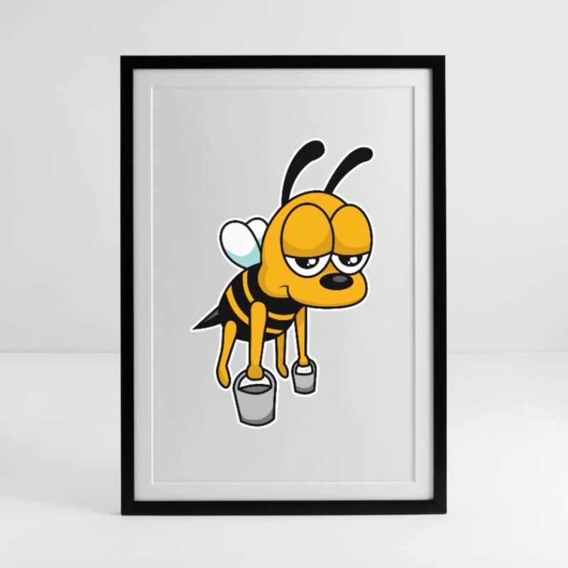 Worker bee - design Framed poster (49 × 69 cm)