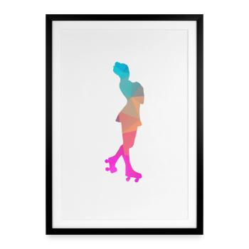 Conception abstraite de glace et de patins à roulettes - Affiche encadrée (49 × 69 cm) - noir - Devant